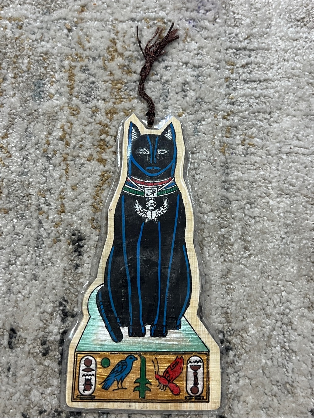 Hand-Painted Black Cat bookmark souvenir Egypt papyrus z32